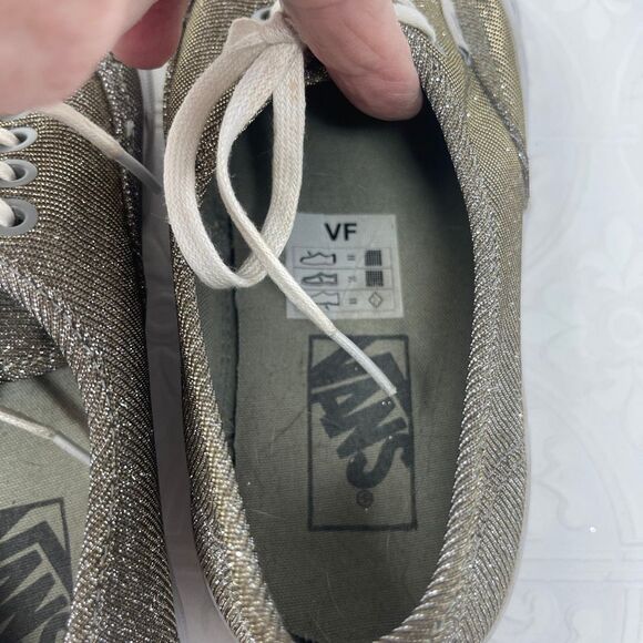 Vans Silver Gold Glitter Shimmer Lace Up Low Top Casual Sneakers Shoes Size 8 - Picture 5 of 7